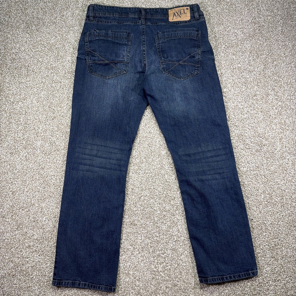 Axel Jeans Straight Cut Dark Wash Embroidered Bootcut 36X31 Actual Y2K Denim